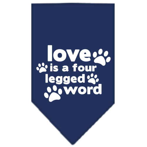 Love is a Four Leg Word Screen Print Bandana Navy Blue large